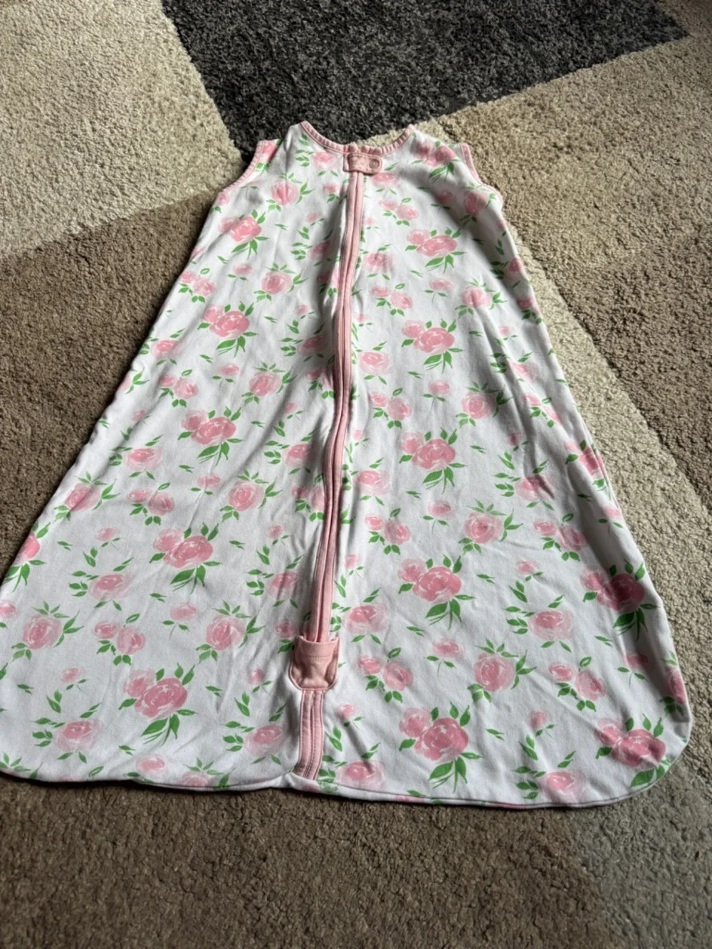 Mama Cheetah Baby Sleep Sack - Pink Floral Zippered Sleep Sack- Large 12-18 mths